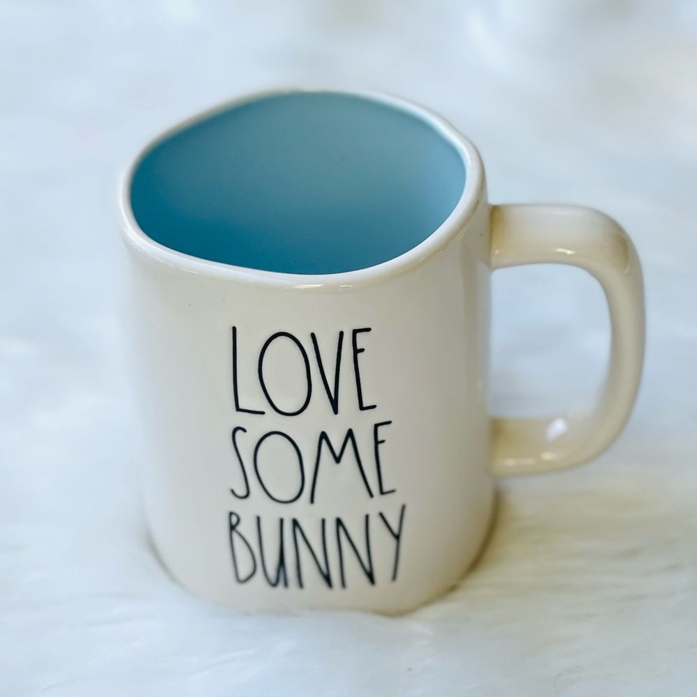 Rae Dunn Easter Powder Blue & White Love Some Bunny Coffee Mug NWT - Picture 1 of 4